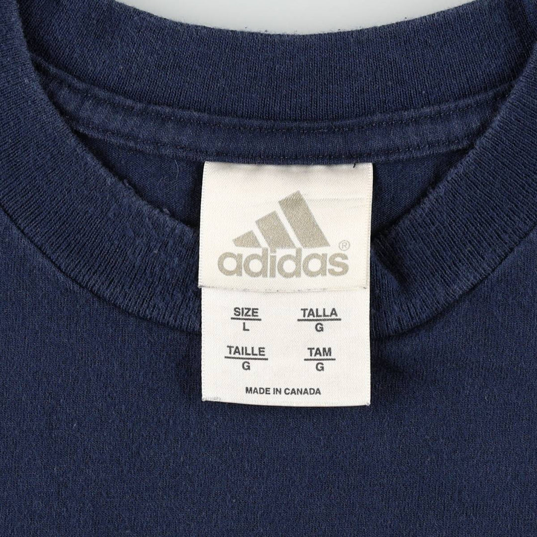 Adidas T-shirt with a single logo, made in Canada, men's size L. cotton navy blue type Vintage Second Hand