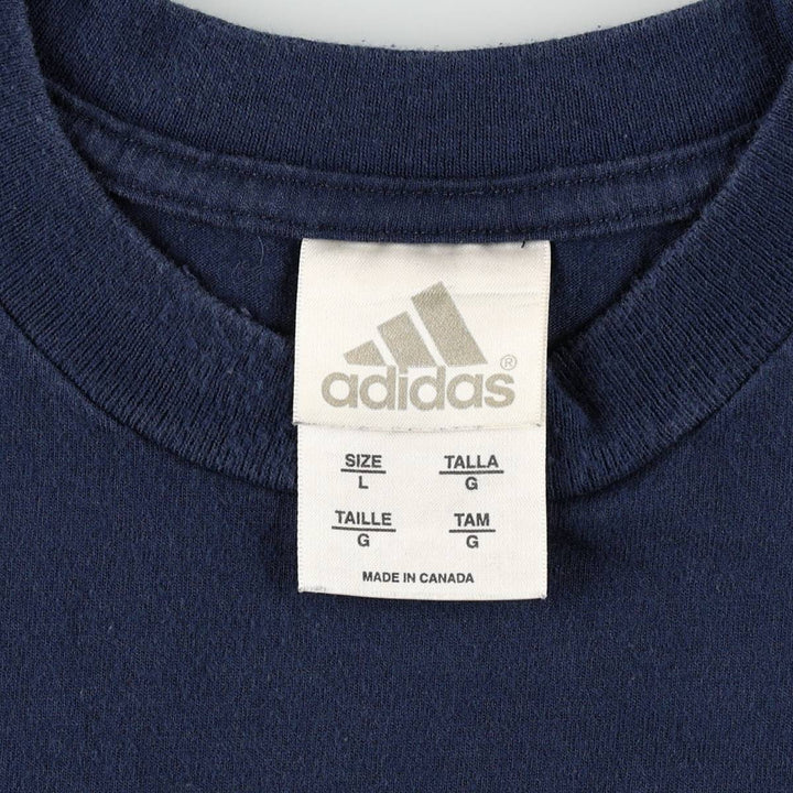 Adidas T-shirt with a single logo, made in Canada, men's size L. cotton navy blue type Vintage Second Hand