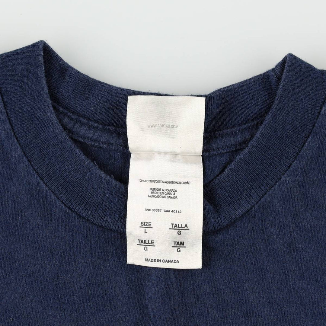 Adidas T-shirt with a single logo, made in Canada, men's size L. cotton navy blue type Vintage Second Hand