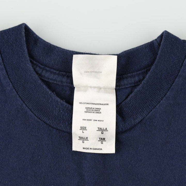 Adidas T-shirt with a single logo, made in Canada, men's size L. cotton navy blue type Vintage Second Hand