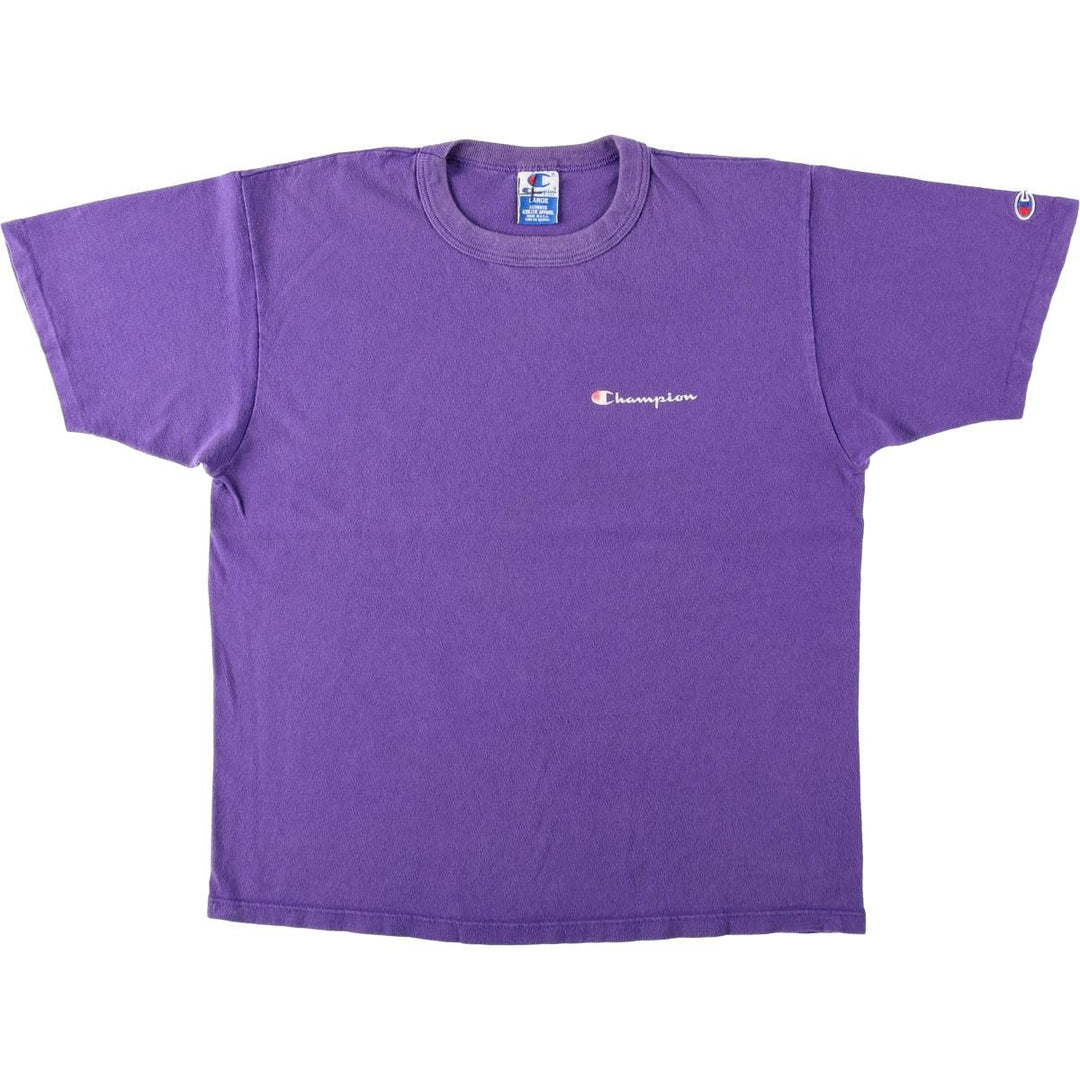 Champion One-Point Logo T-Shirt, Made in USA, Large (equivalent to Men's L), Vintage cotton purple type Vintage Second Hand