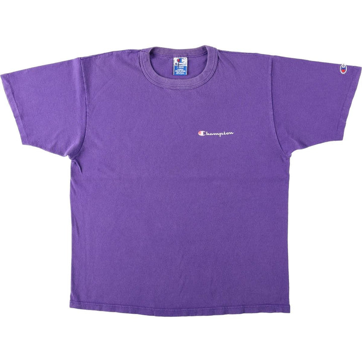 Champion One-Point Logo T-Shirt, Made in USA, Large (equivalent to Men's L), Vintage cotton purple type Vintage Second Hand