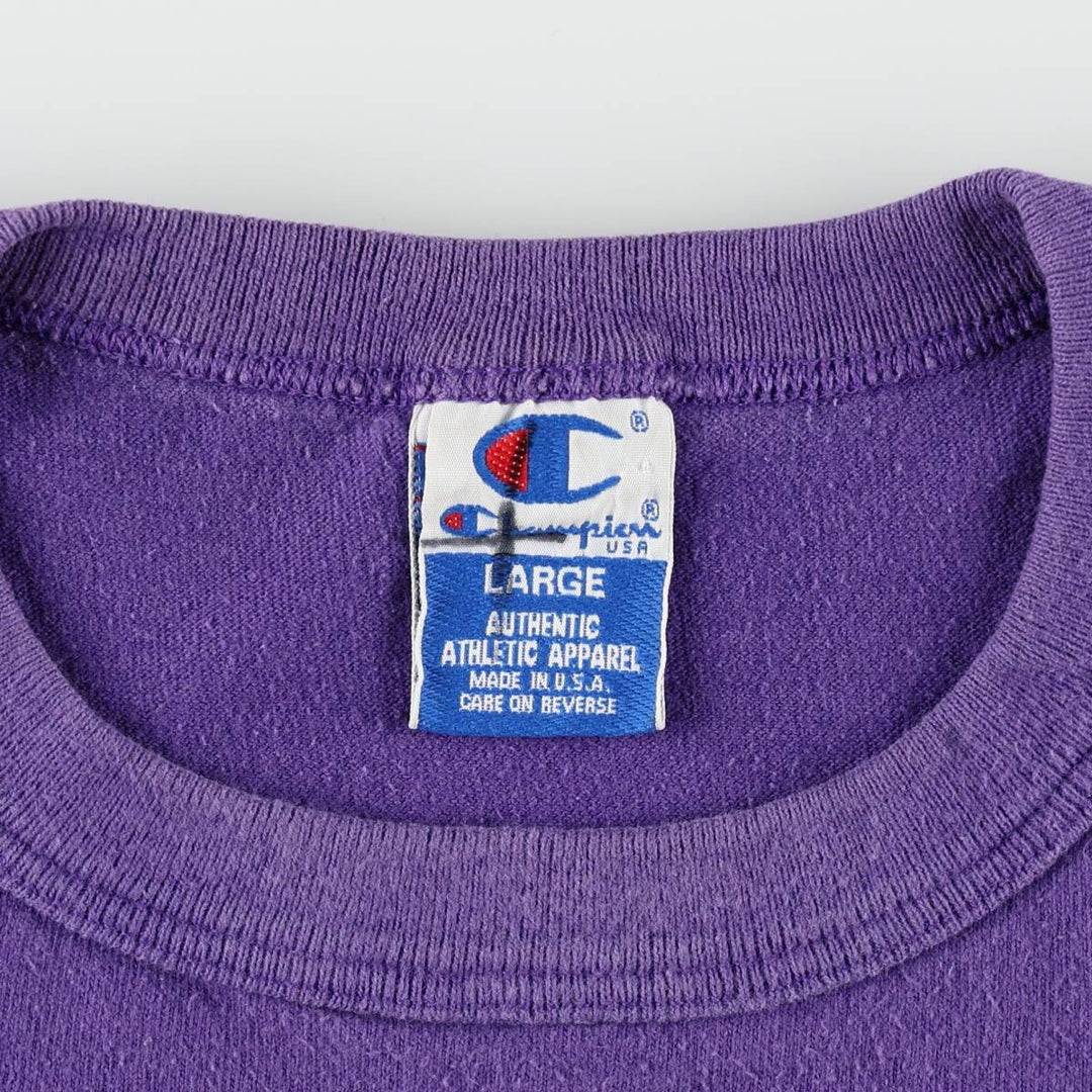 Champion One-Point Logo T-Shirt, Made in USA, Large (equivalent to Men's L), Vintage cotton purple type Vintage Second Hand