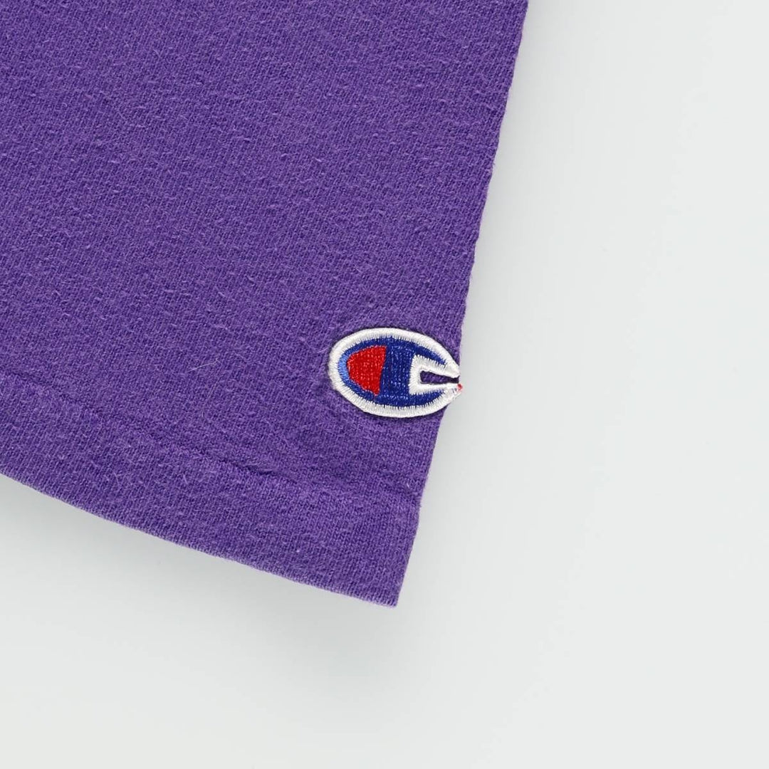 Champion One-Point Logo T-Shirt, Made in USA, Large (equivalent to Men's L), Vintage cotton purple type Vintage Second Hand