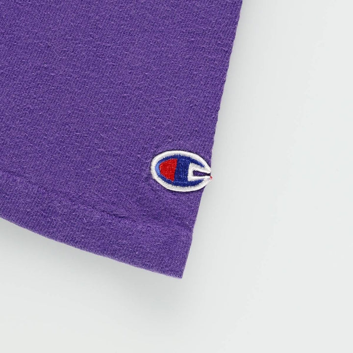 Champion One-Point Logo T-Shirt, Made in USA, Large (equivalent to Men's L), Vintage cotton purple type Vintage Second Hand