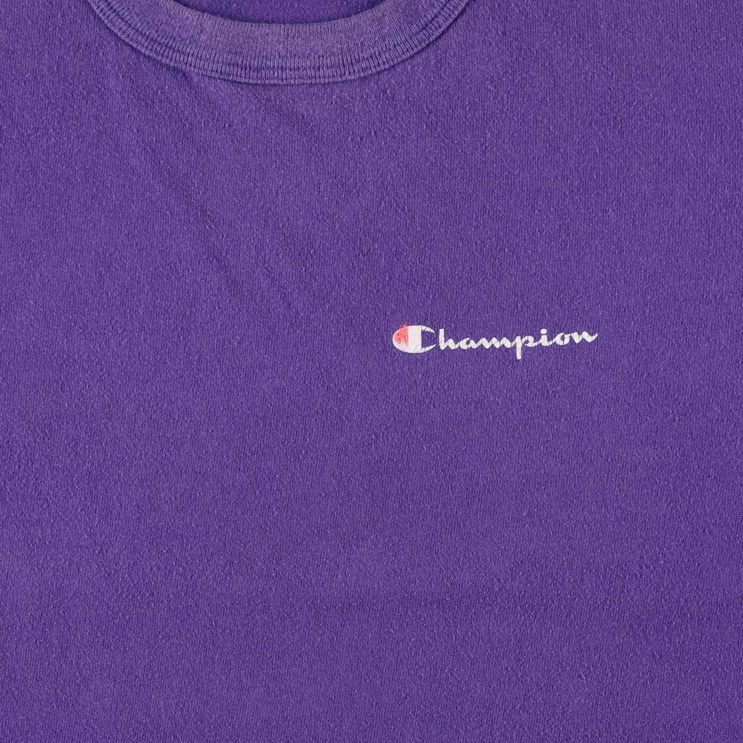 Champion One-Point Logo T-Shirt, Made in USA, Large (equivalent to Men's L), Vintage cotton purple type Vintage Second Hand