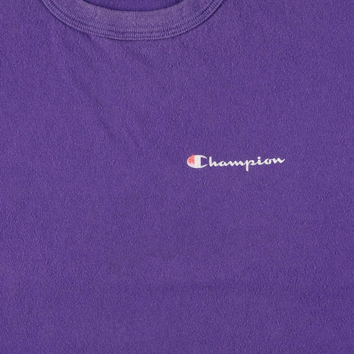 Champion One-Point Logo T-Shirt, Made in USA, Large (equivalent to Men's L), Vintage cotton purple type Vintage Second Hand