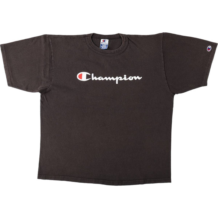 90'S Champion Authentic Athletic Capparel Logo Print T-Shirt, Made in USA, Men's Size XL (approx.), Vintage cotton black type Vintage Second Hand