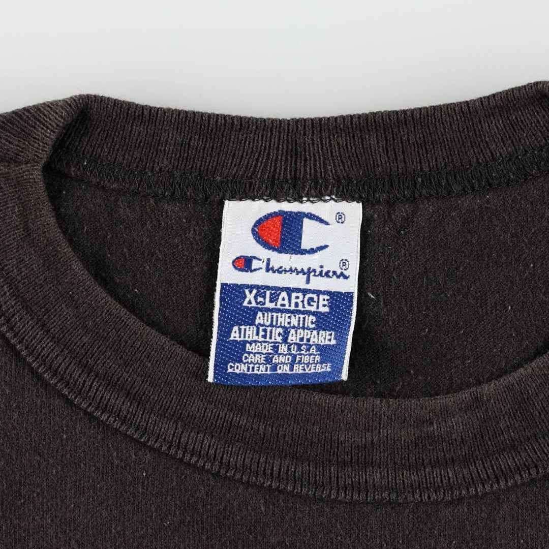 90'S Champion Authentic Athletic Capparel Logo Print T-Shirt, Made in USA, Men's Size XL (approx.), Vintage cotton black type Vintage Second Hand