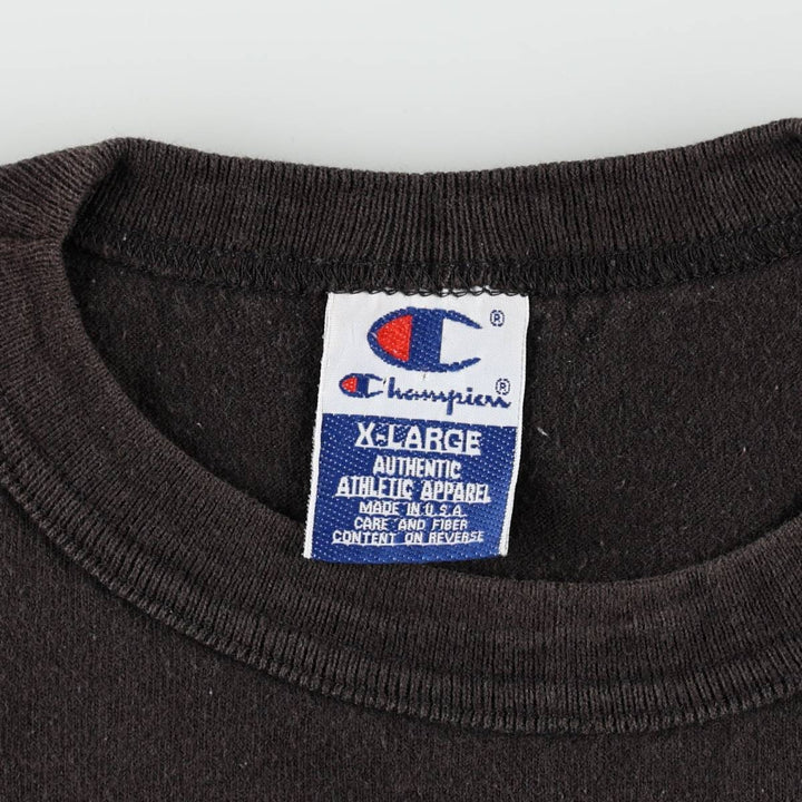 90'S Champion Authentic Athletic Capparel Logo Print T-Shirt, Made in USA, Men's Size XL (approx.), Vintage cotton black type Vintage Second Hand