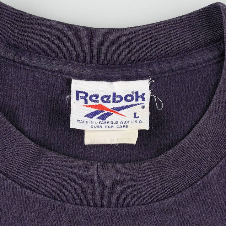 90'S Reebok MLB Atlanta Braves sports print T-shirt, Made in USA, Men's size L equivalent, Vintage cotton navy blue type Vintage Second Hand