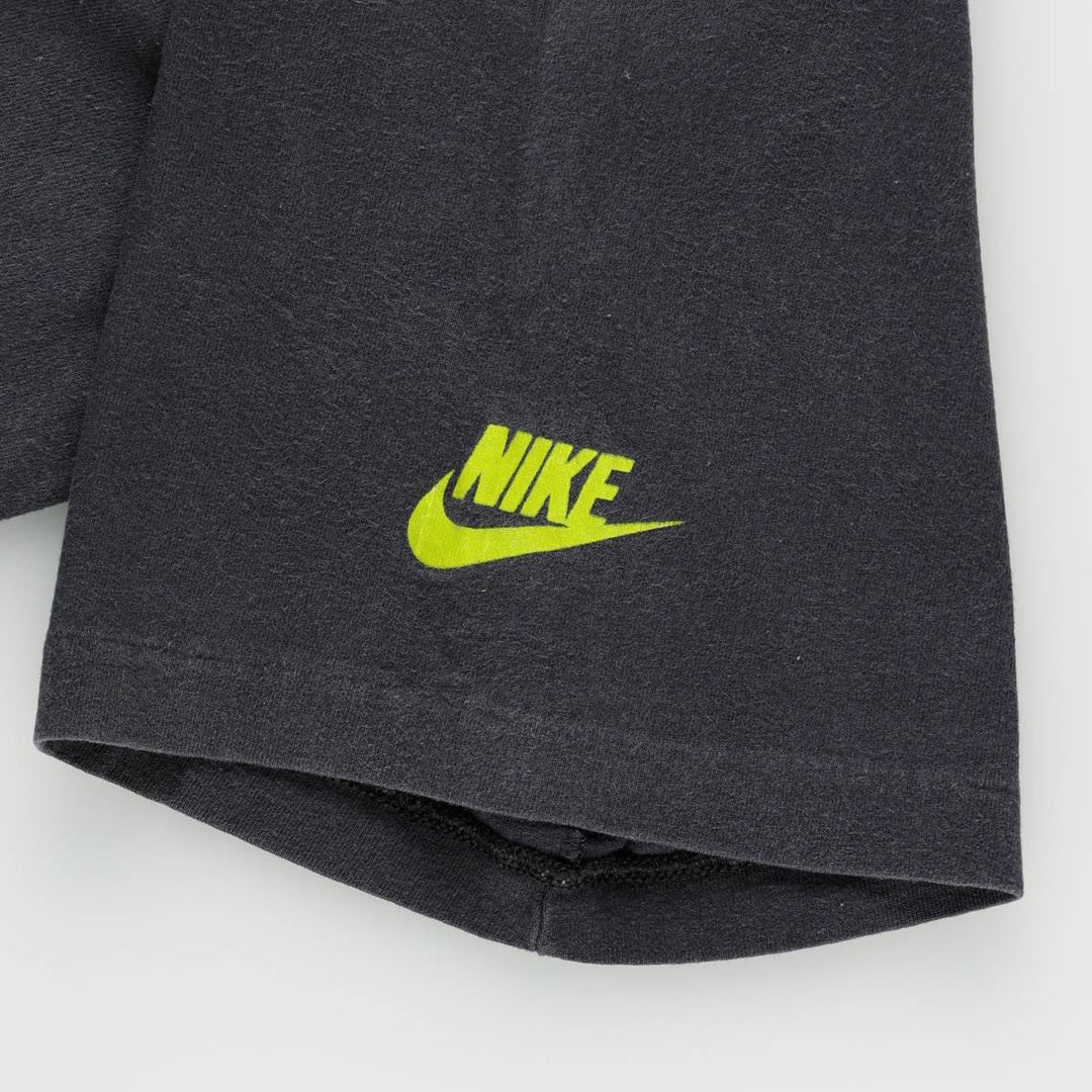 90'S Nike Silver Tag Printed T-Shirt Made in USA Men's L Size Vintage cotton black type Vintage Second Hand