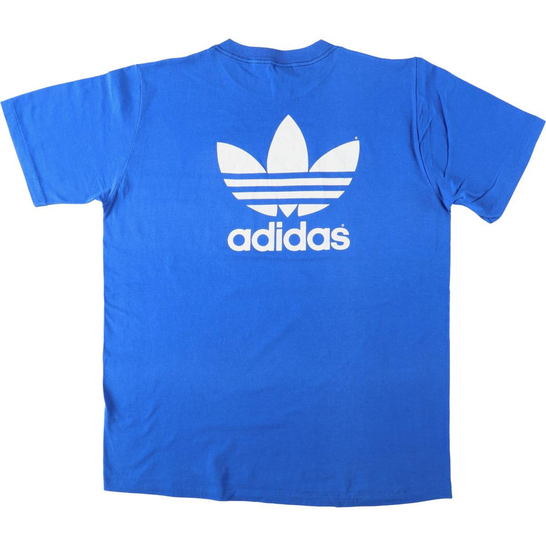 80s-90'S Adidas sports t-shirt, made in USA, men's size XL (approx.) cotton blue type Vintage Second Hand