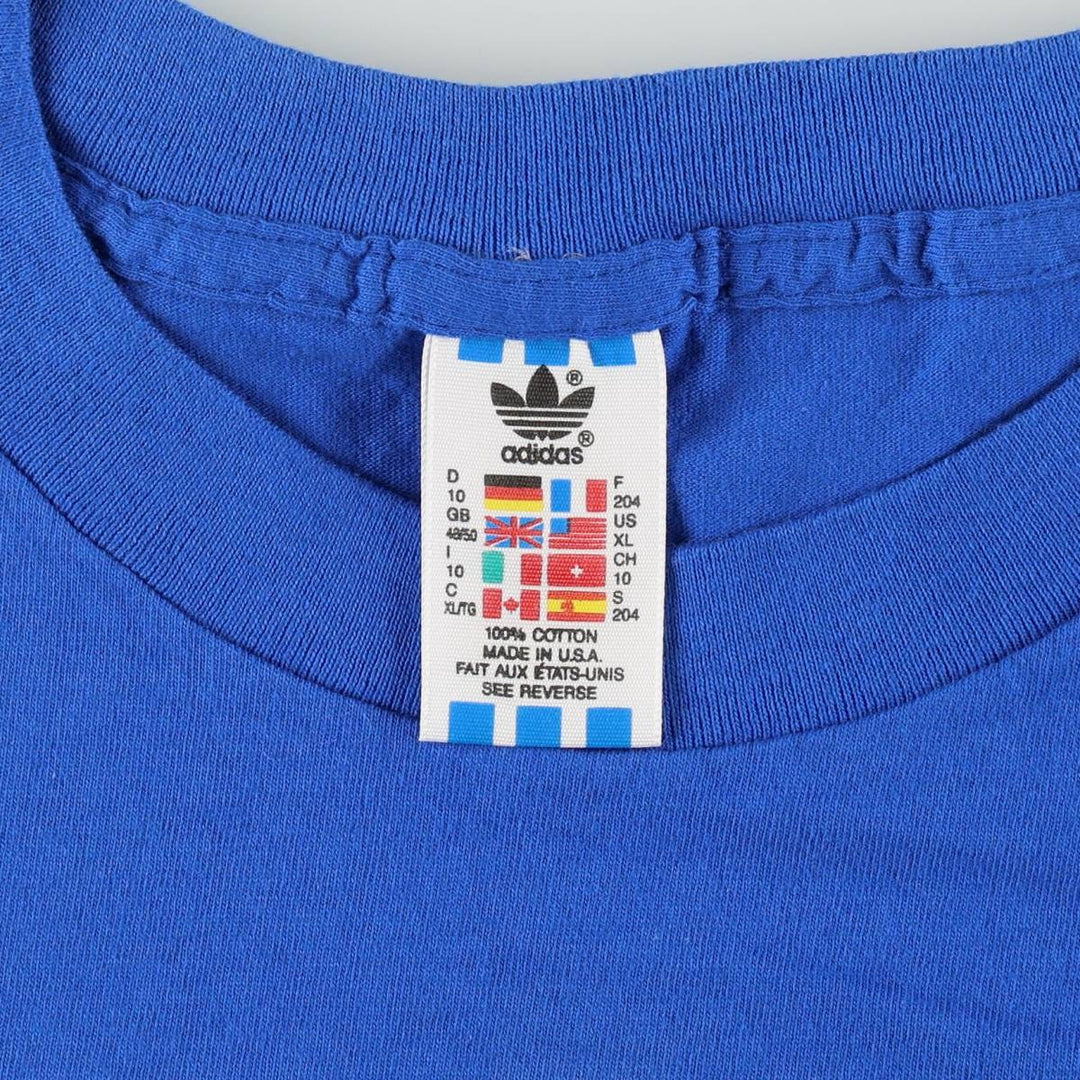 80s-90'S Adidas sports t-shirt, made in USA, men's size XL (approx.) cotton blue type Vintage Second Hand