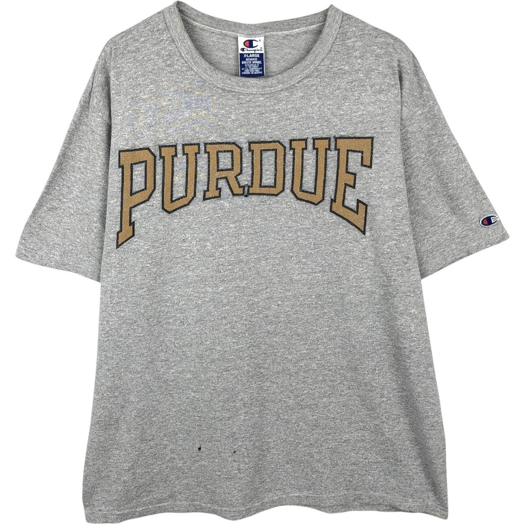 90'S Champion Authentic Athletic Apparel Purdue University College T-Shirt, Men's Size XL (Equivalent), Vintage cotton gray type Vintage Second Hand