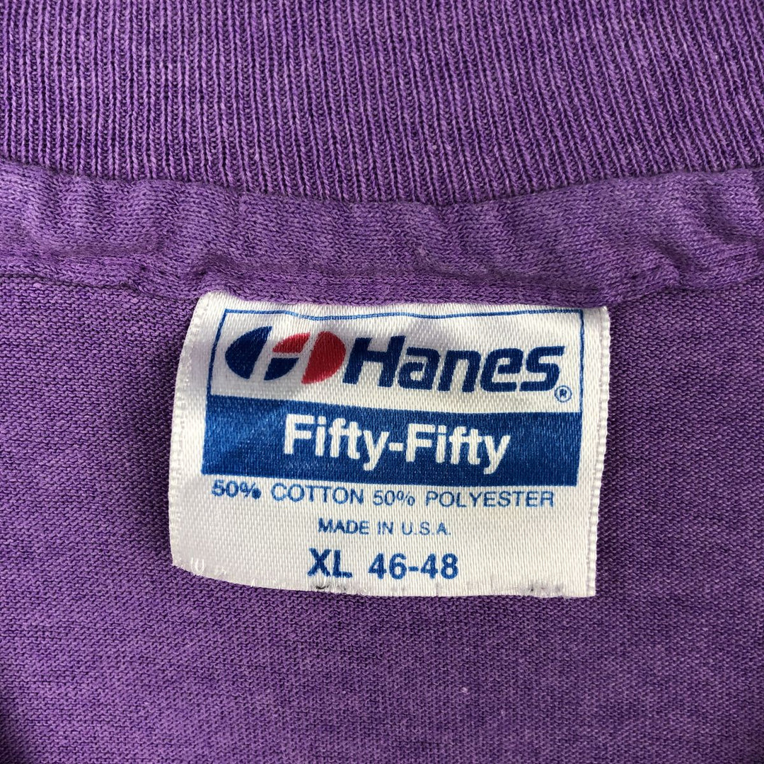 80'S Hanes Fifty-Fifty Blue Tag College T-Shirt, Made in USA, Men's XL equivalent, Vintage cotton purple type Vintage Second Hand