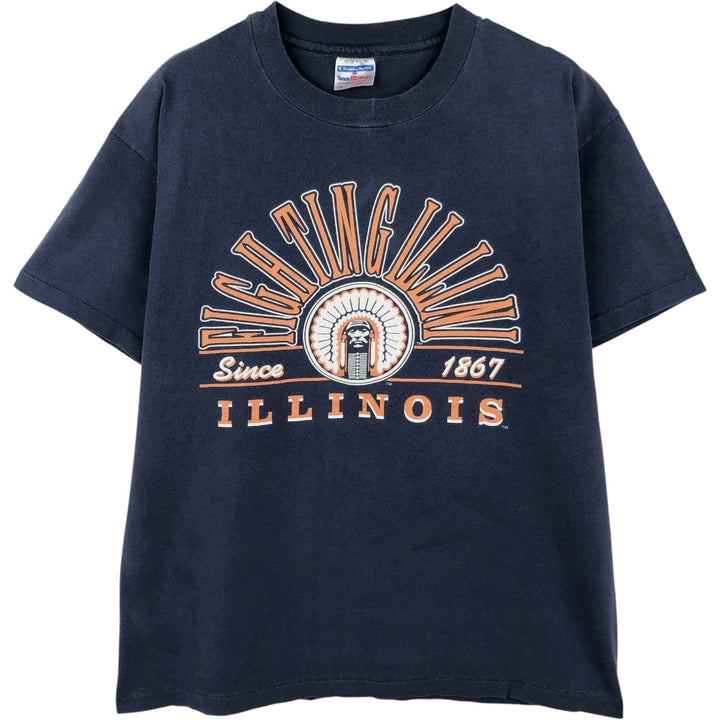 90'S Hanes Champknit College T-shirt, Made in USA, Men's Size L (approx.), Vintage cotton navy blue type Vintage Second Hand