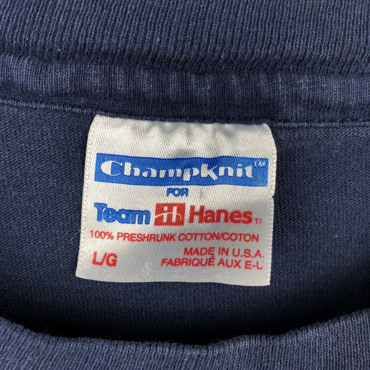 90'S Hanes Champknit College T-shirt, Made in USA, Men's Size L (approx.), Vintage cotton navy blue type Vintage Second Hand
