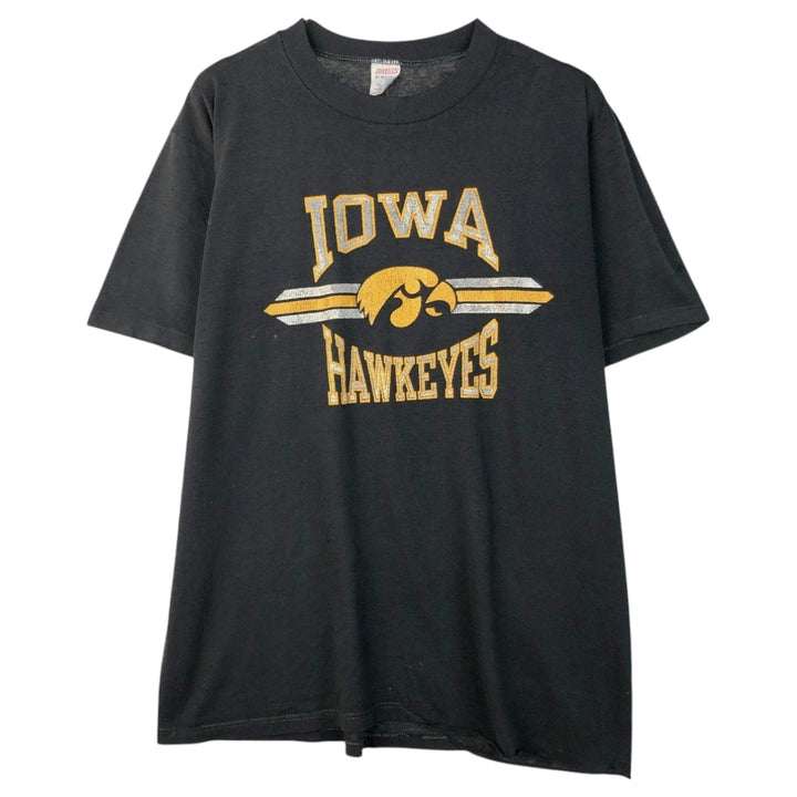 Vintage 90'S Jerzees college T-shirt, made in the USA, size L, men's polyester black type Vintage Second Hand