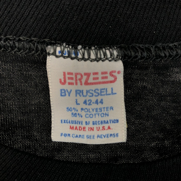 Vintage 90'S Jerzees college T-shirt, made in the USA, size L, men's polyester black type Vintage Second Hand