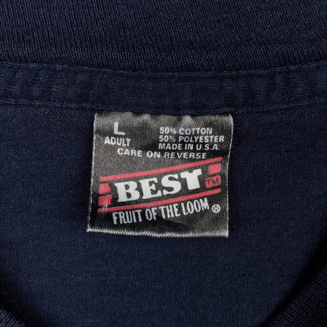 90'S Fruit of the Loom Best Iowa University College T-Shirt, Made in USA, Men's Size L (approx.), Vintage cotton navy blue type Vintage Second Hand