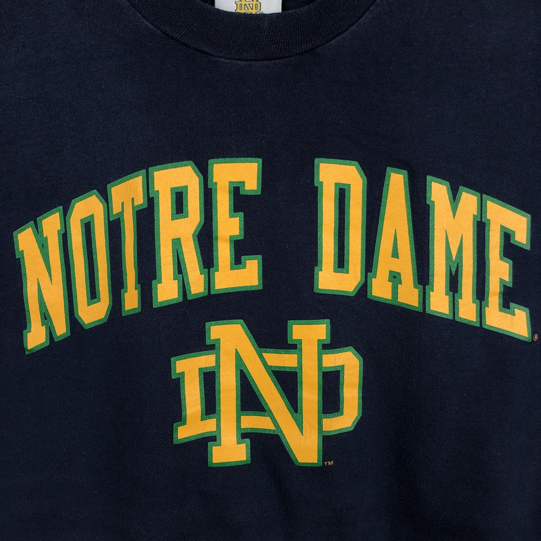 1990'S Notre Dame University College T-shirt, Made in USA, Men's Size L (approx.), Vintage cotton navy blue type Vintage Second Hand