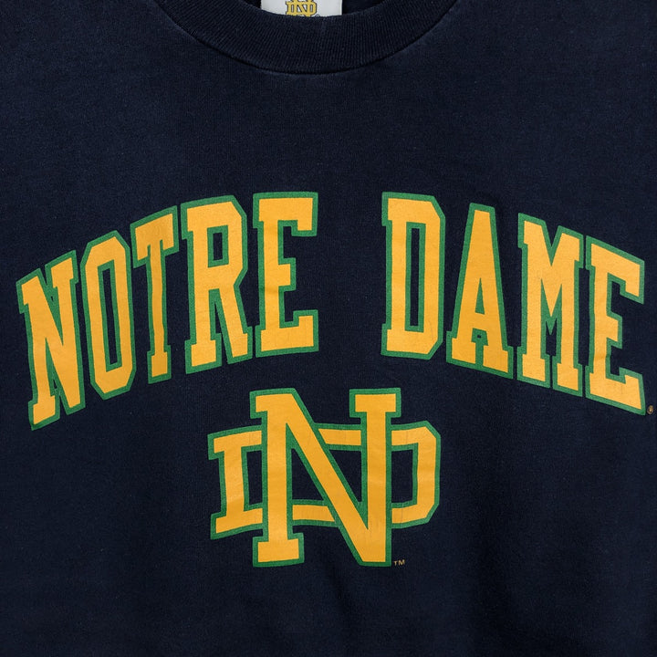 1990'S Notre Dame University College T-shirt, Made in USA, Men's Size L (approx.), Vintage cotton navy blue type Vintage Second Hand