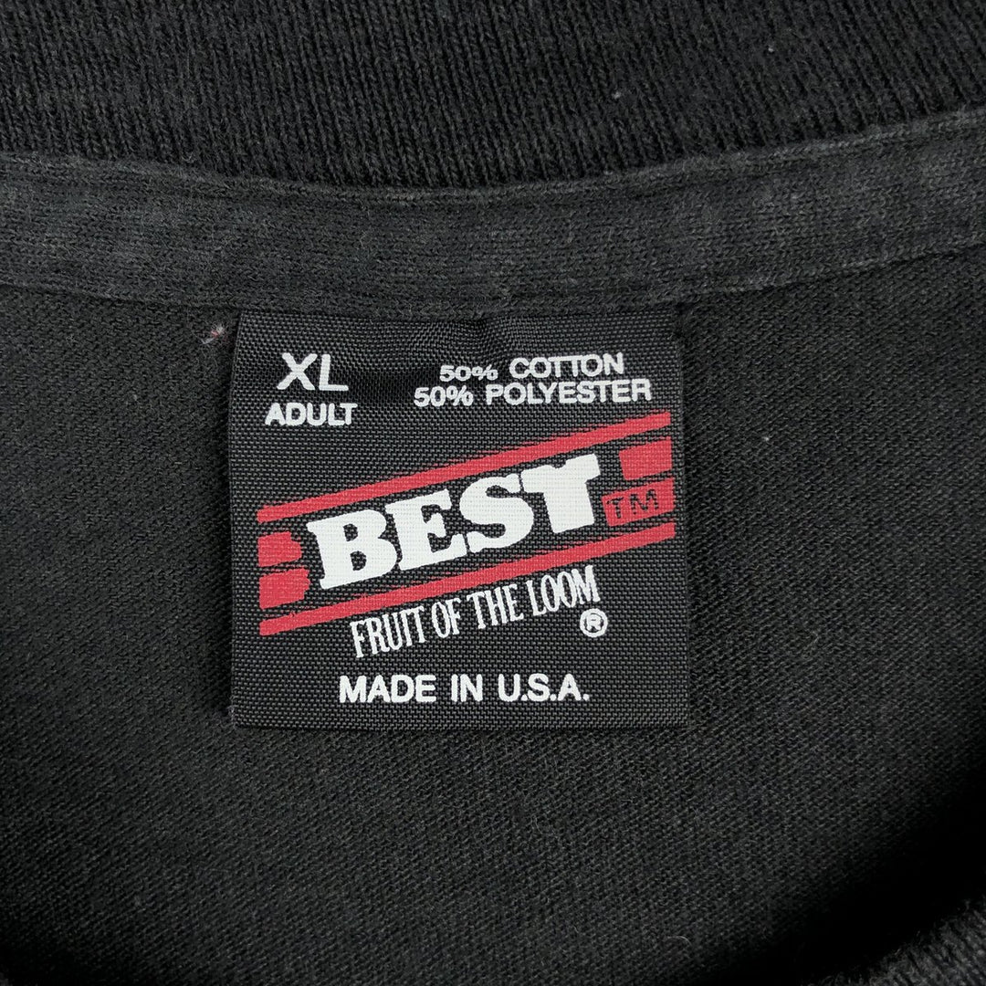 90'S Fruit of the Loom Best College T-Shirt, Made in USA, Men's XL equivalent, Vintage cotton black type Vintage Second Hand