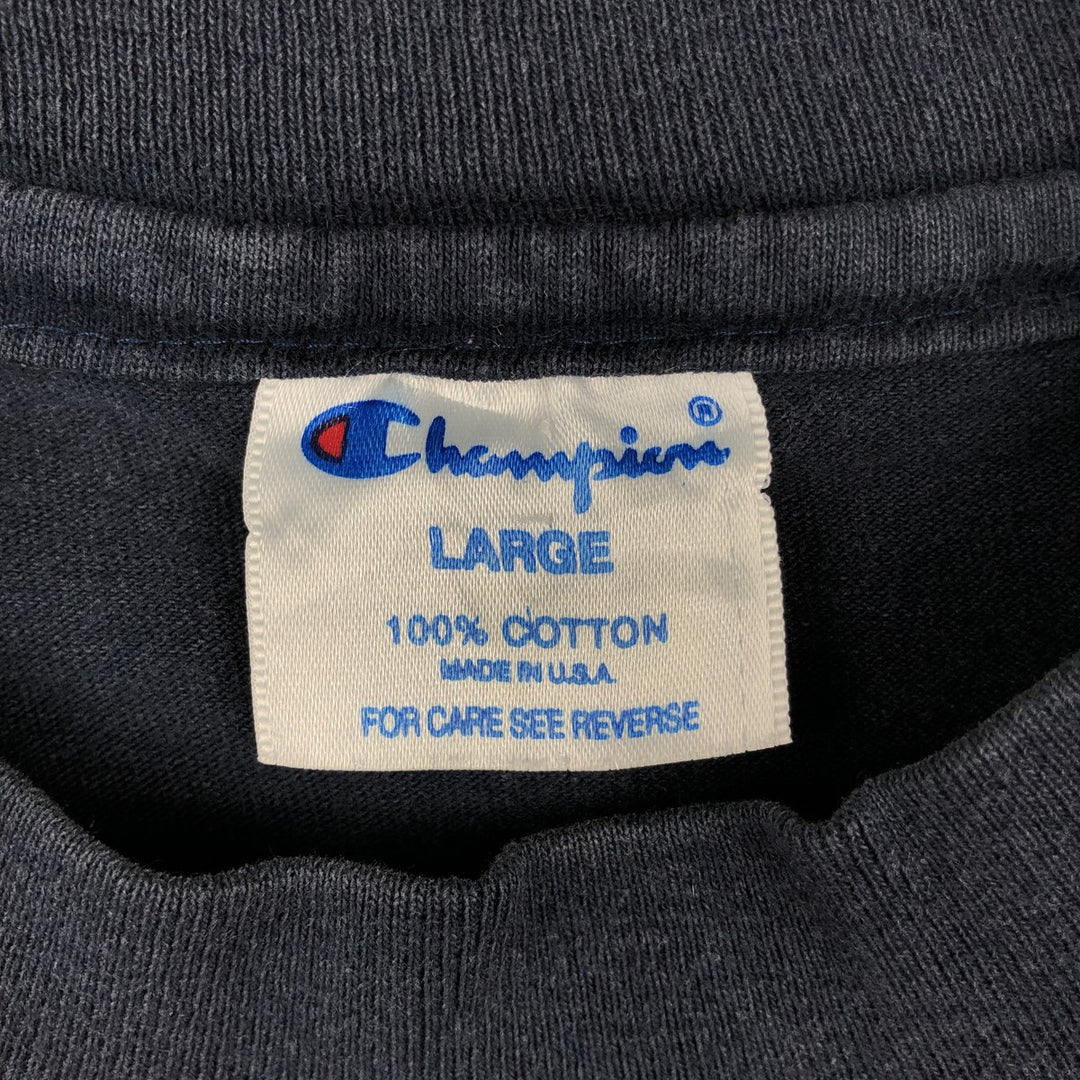 90'S Champion College T-shirt, Made in USA, Men's L size, Vintage cotton navy blue type Vintage Second Hand