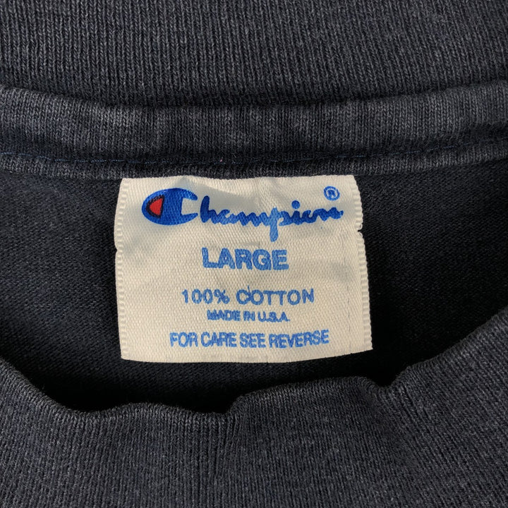 90'S Champion College T-shirt, Made in USA, Men's L size, Vintage cotton navy blue type Vintage Second Hand