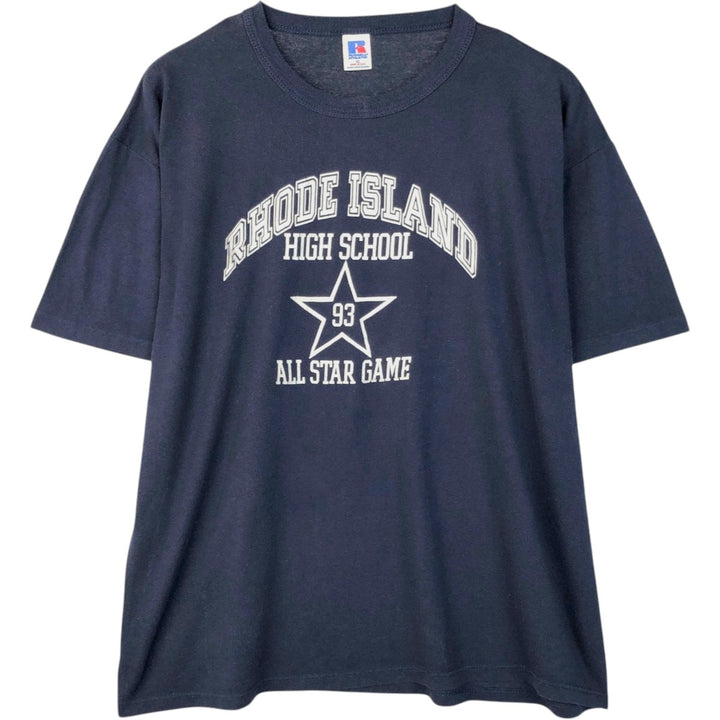 90'S Russell College T-shirt, Made in USA, Men's XL, Vintage polyester navy blue type Vintage Second Hand