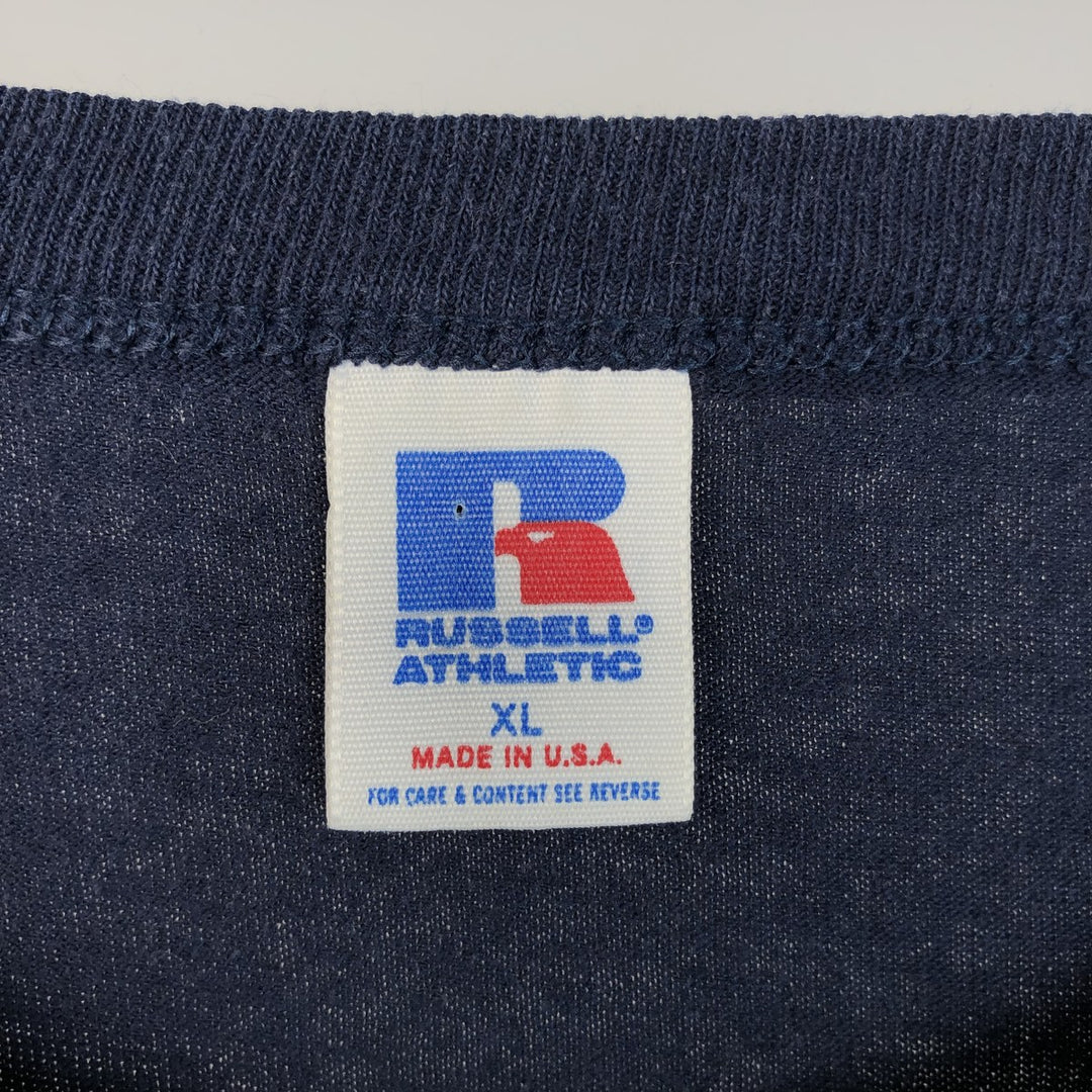90'S Russell College T-shirt, Made in USA, Men's XL, Vintage polyester navy blue type Vintage Second Hand