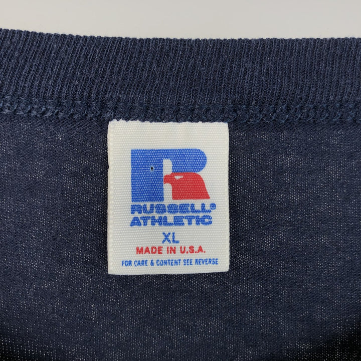 90'S Russell College T-shirt, Made in USA, Men's XL, Vintage polyester navy blue type Vintage Second Hand