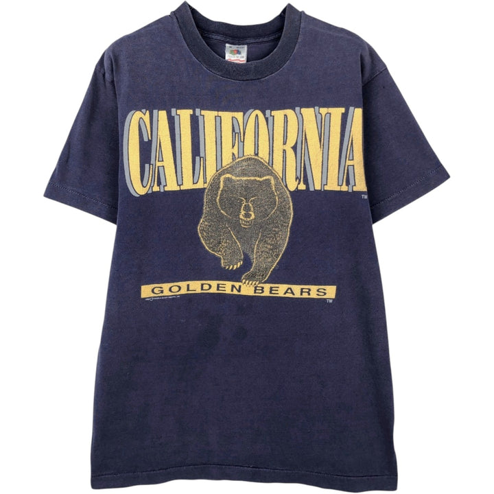 90'S Fruit of the Loom College T-Shirt, Made in USA, Men's Size M (approx.), Vintage cotton navy blue type Vintage Second Hand