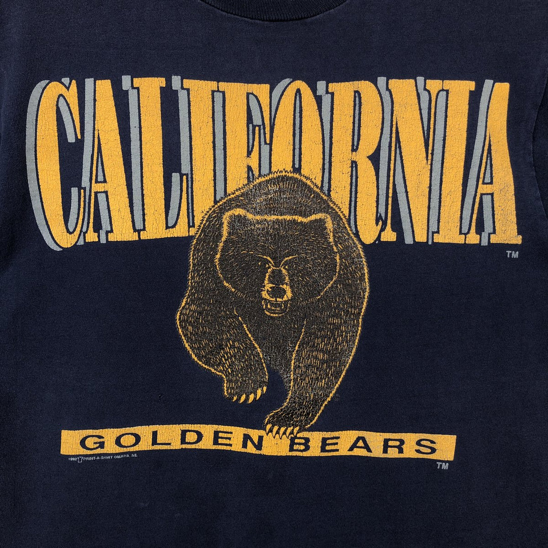 90'S Fruit of the Loom College T-Shirt, Made in USA, Men's Size M (approx.), Vintage cotton navy blue type Vintage Second Hand