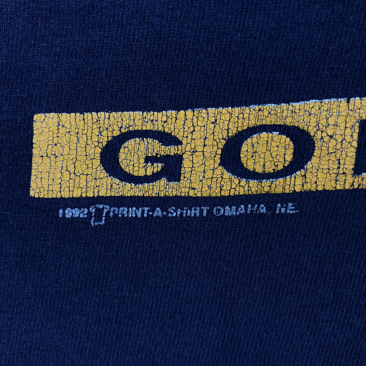 90'S Fruit of the Loom College T-Shirt, Made in USA, Men's Size M (approx.), Vintage cotton navy blue type Vintage Second Hand
