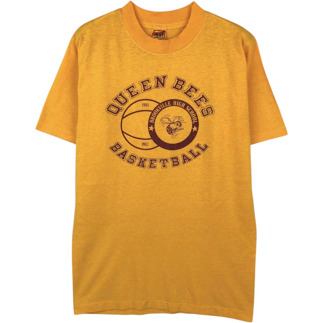 80'S T-PLUS College T-Shirt, Men's Size L (Equivalent), Vintage cotton yellow type Vintage Second Hand