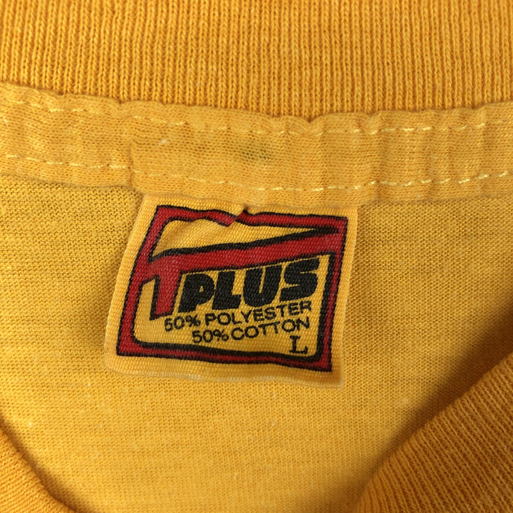 80'S T-PLUS College T-Shirt, Men's Size L (Equivalent), Vintage cotton yellow type Vintage Second Hand