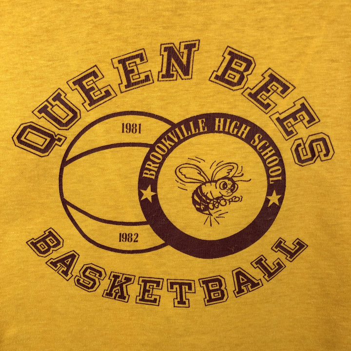 80'S T-PLUS College T-Shirt, Men's Size L (Equivalent), Vintage cotton yellow type Vintage Second Hand