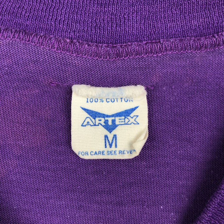 70'S ARTEX College T-shirt, Men's Size M (approx.), Vintage cotton purple type Vintage Second Hand