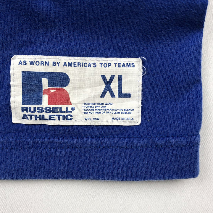 90'S Russell College T-shirt, Made in USA, Men's XL, Vintage cotton blue type Vintage Second Hand