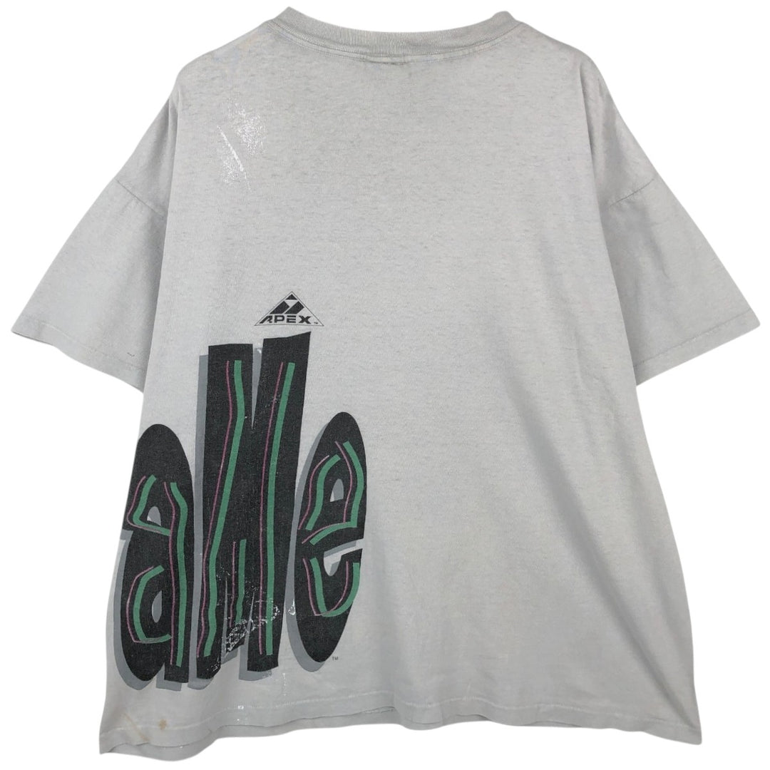 90'S APEX ONE Notre Dame University Fighting Irish College T-Shirt, Made in USA, Men's XL equivalent, Vintage cotton pale white type Vintage Second Hand