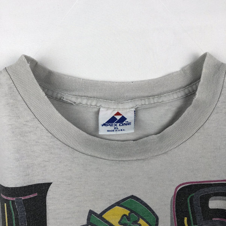 90'S APEX ONE Notre Dame University Fighting Irish College T-Shirt, Made in USA, Men's XL equivalent, Vintage cotton pale white type Vintage Second Hand