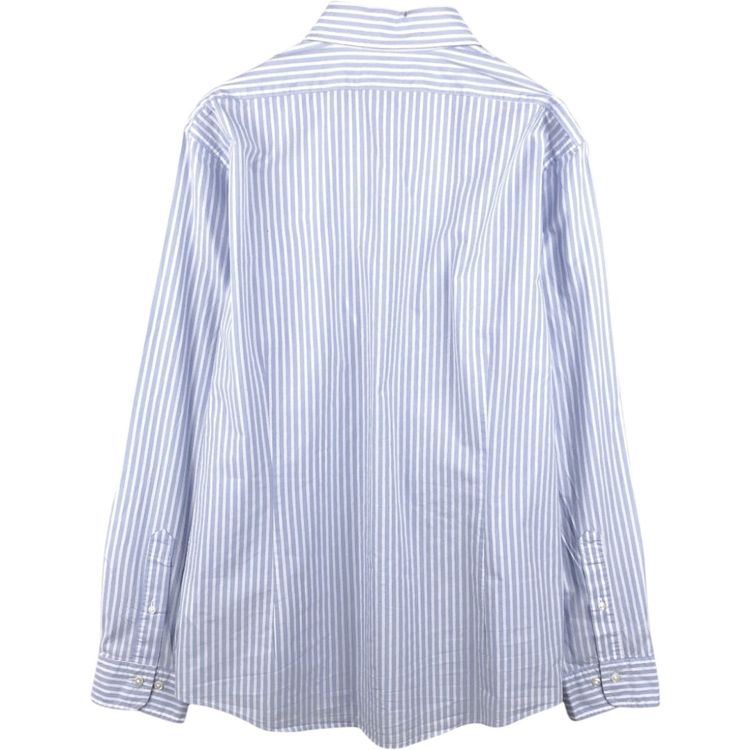 Brooks Brothers Est.1818 MILANO FIT Long-Sleeve Button-Down Striped Shirt, Men's Size L (approx.) cotton navy blue type Vintage Second Hand
