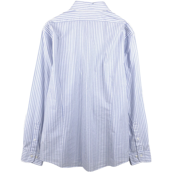 Brooks Brothers Est.1818 MILANO FIT Long-Sleeve Button-Down Striped Shirt, Men's Size L (approx.) cotton navy blue type Vintage Second Hand