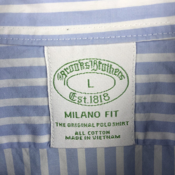 Brooks Brothers Est.1818 MILANO FIT Long-Sleeve Button-Down Striped Shirt, Men's Size L (approx.) cotton navy blue type Vintage Second Hand