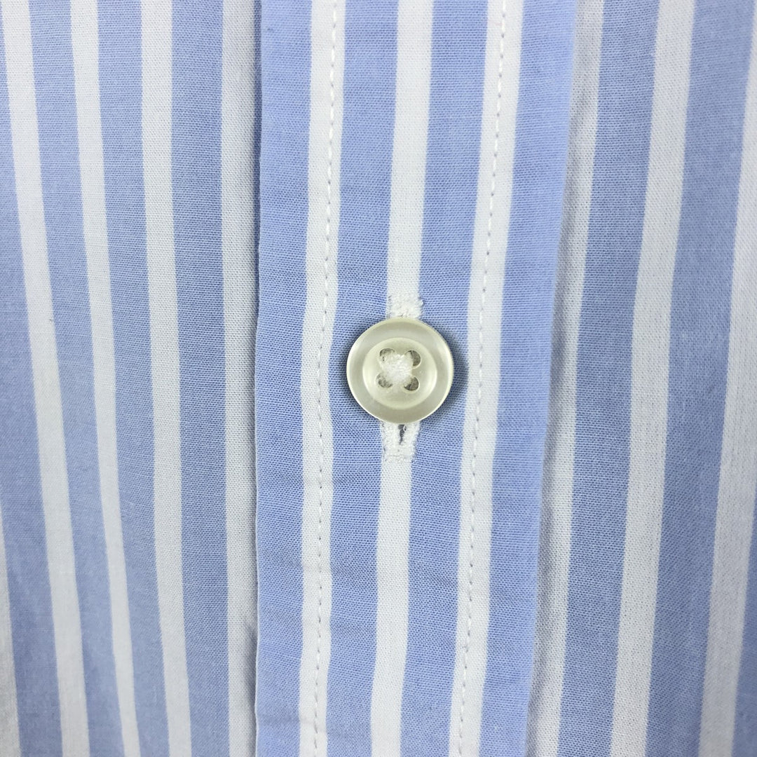 Brooks Brothers Est.1818 MILANO FIT Long-Sleeve Button-Down Striped Shirt, Men's Size L (approx.) cotton navy blue type Vintage Second Hand