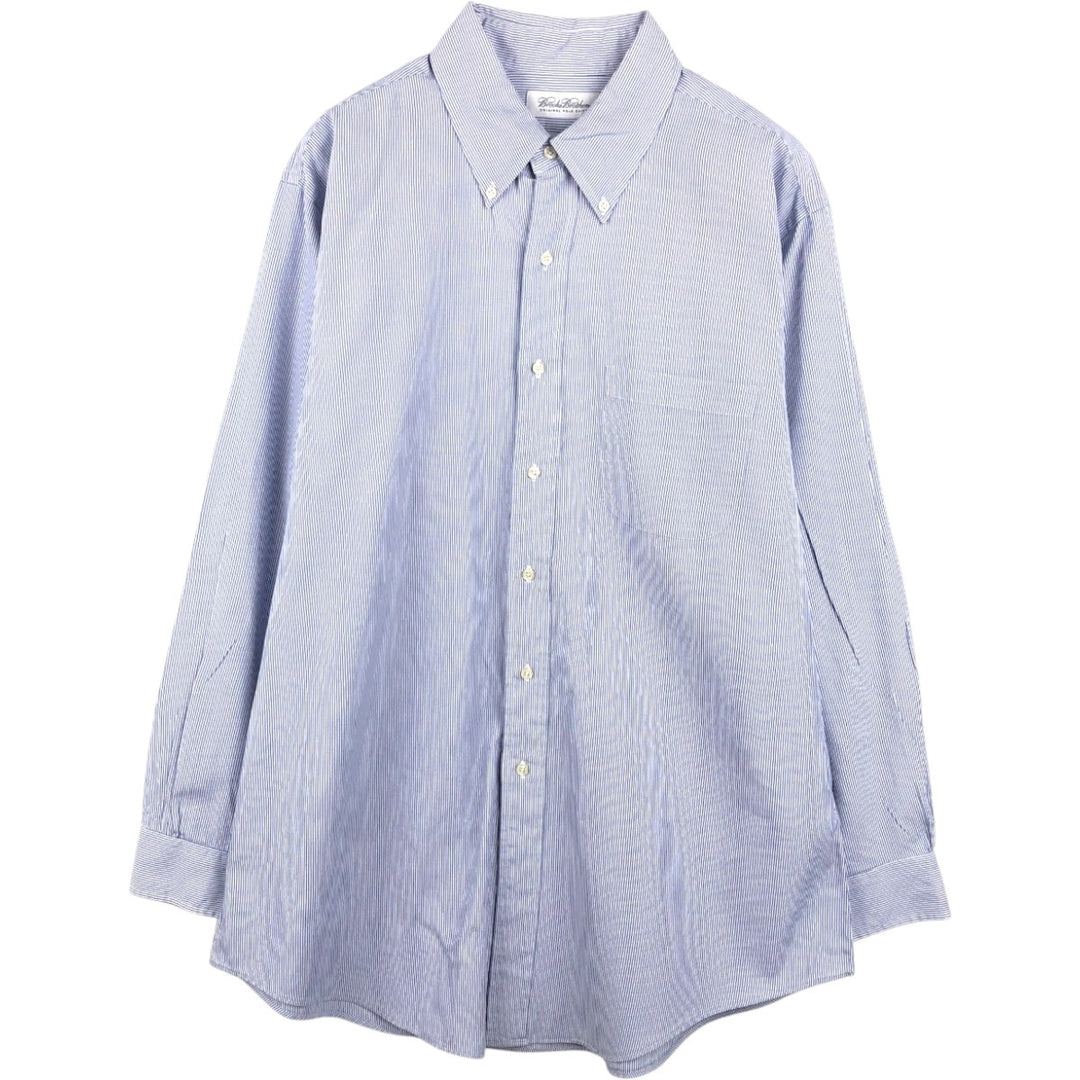Brooks Brothers Slim Fit Long Sleeve Button-Down Striped Shirt, Men's Size XL (approx.) cotton navy blue type Vintage Second Hand