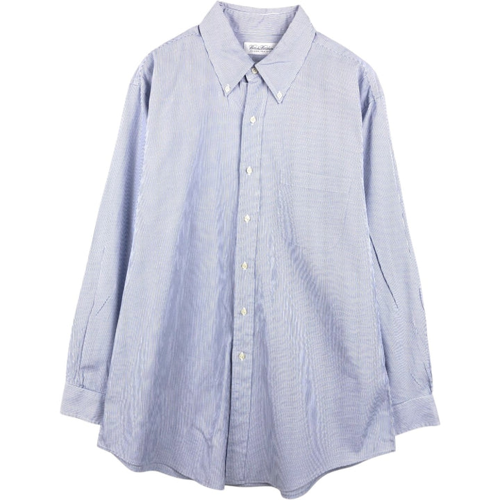 Brooks Brothers Slim Fit Long Sleeve Button-Down Striped Shirt, Men's Size XL (approx.) cotton navy blue type Vintage Second Hand