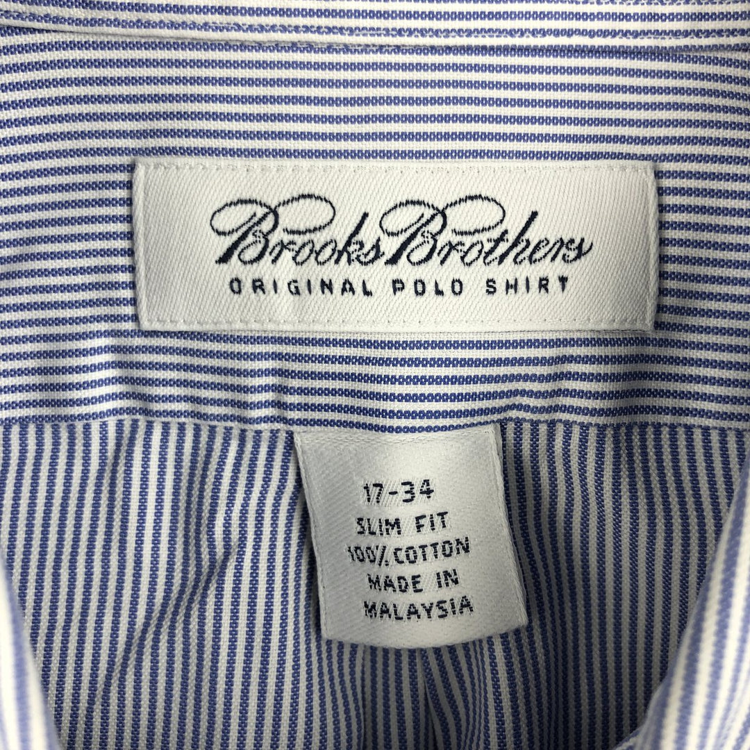 Brooks Brothers Slim Fit Long Sleeve Button-Down Striped Shirt, Men's Size XL (approx.) cotton navy blue type Vintage Second Hand